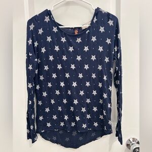 Star Patterned Long Sleeve Shirt in Dark Blue